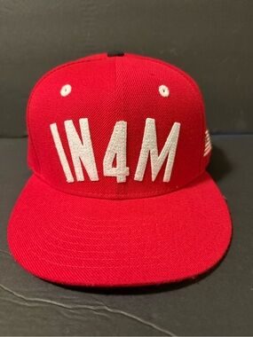 IN4MATION Red Snapback Hat Cap embroidered US Flag.